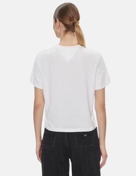 Camiseta Tommy Jeans blanca log bordado para mujer