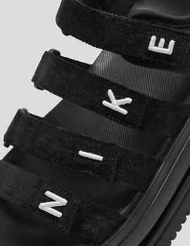 Chancla Nike negra plataforma tiras terciopelo Mujer