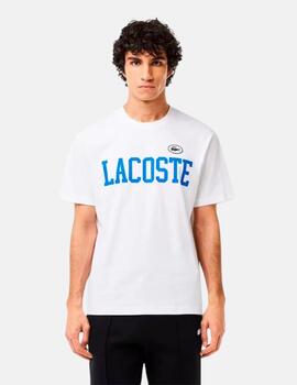 Camiseta Lacoste blanca logo azul hombre