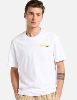 Camiseta Lacoste blanco 4 logo espalda Hombre