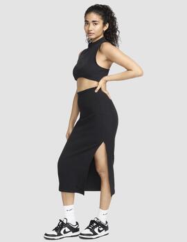 Falda Nike de tela de canalé slim Negra Mujer