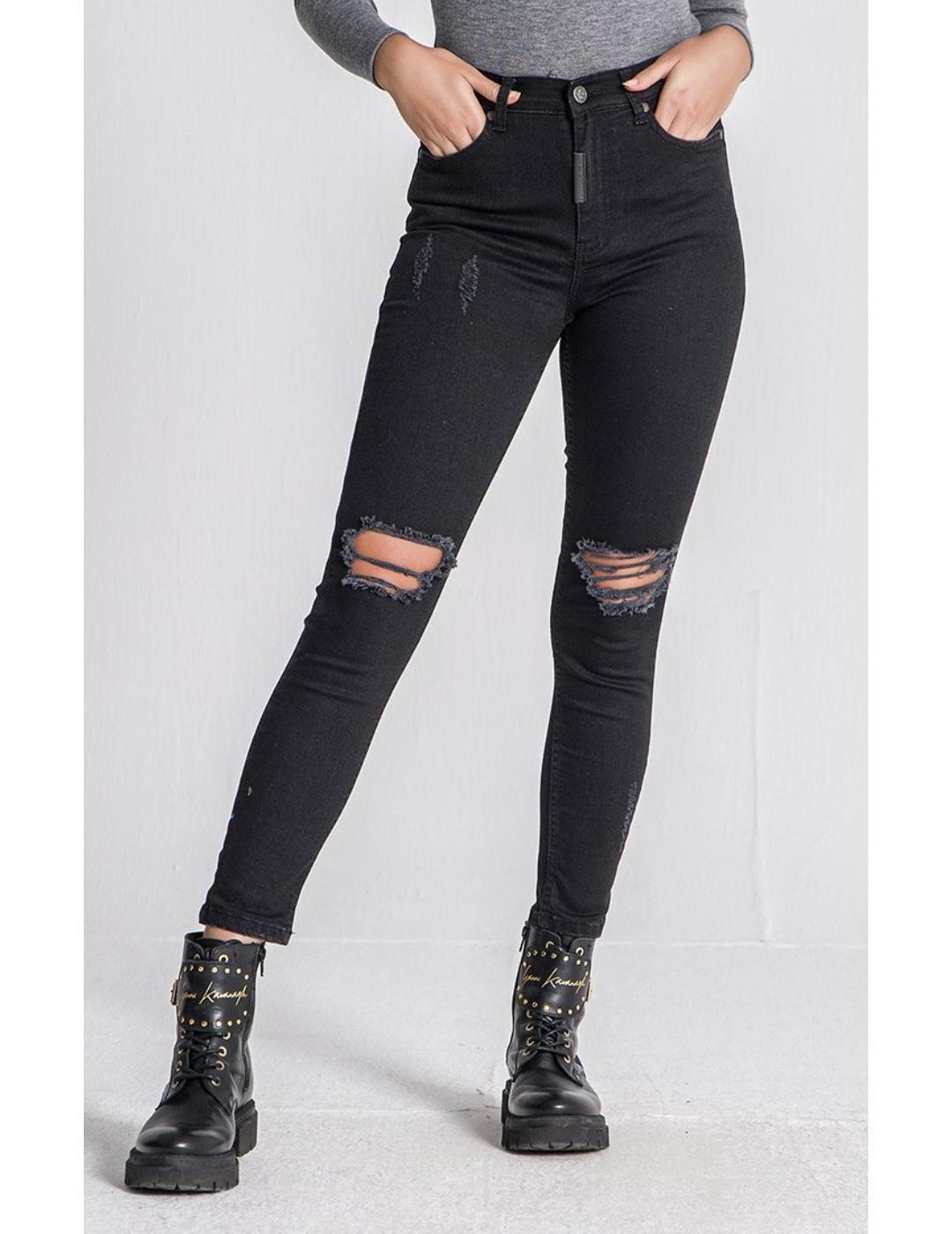 otoño Publicidad De Dios Jeans Gianni Kavanagh skinny roto negro para mujer