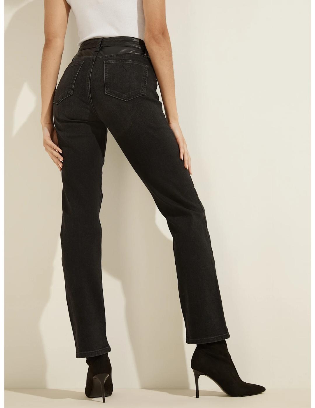Jeans Guess cintura contraste negro para mujer