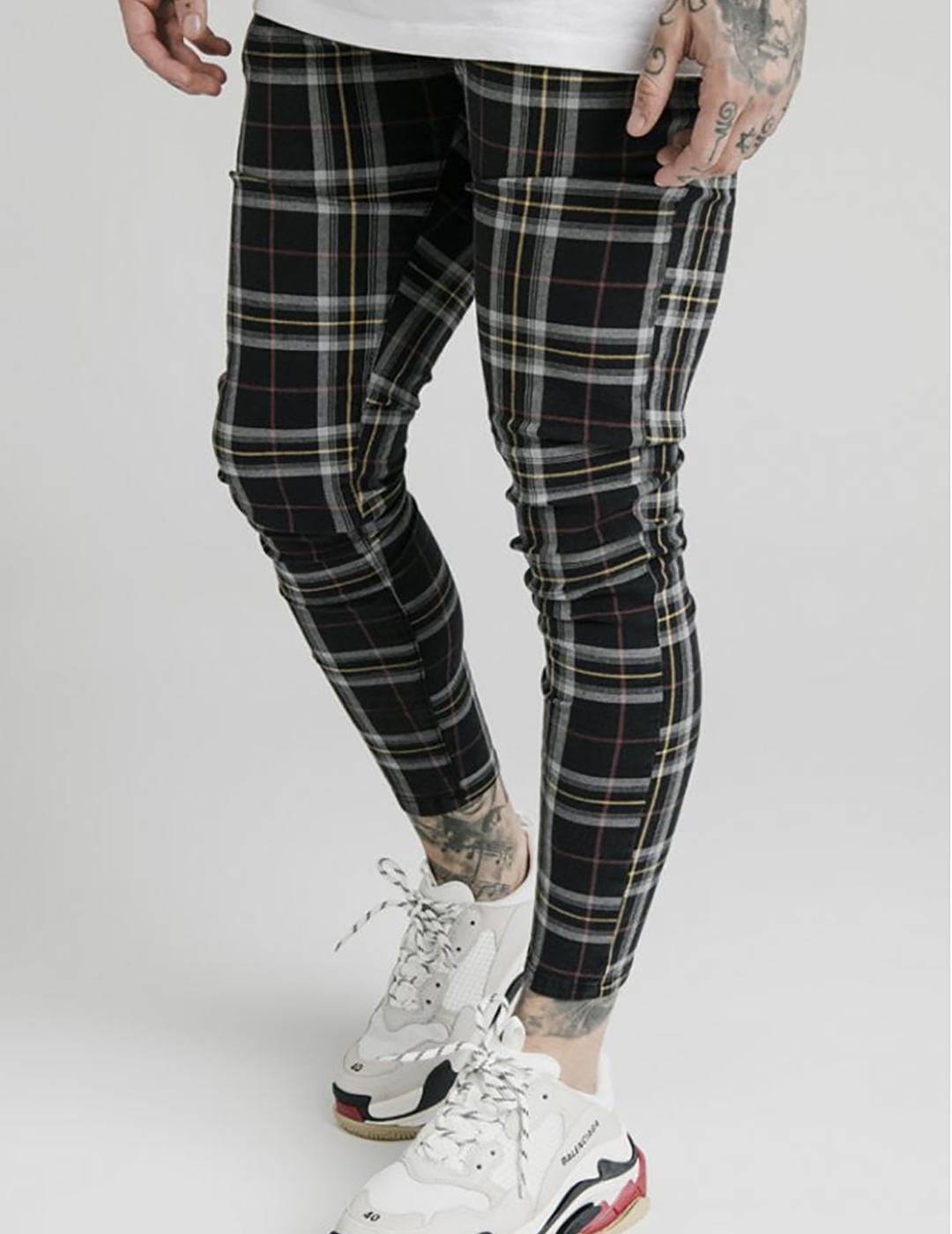 Pantalon super skinny cuadros hombre clearance