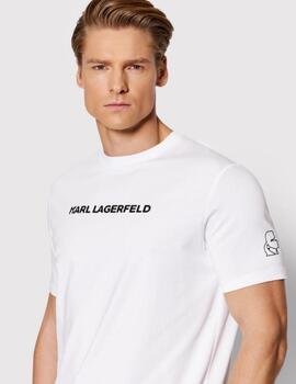 Camiseta Karl Lagerfeld blanca con logo engomado para hombre
