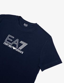 Camiseta EA7 logo engomado marino para hombre