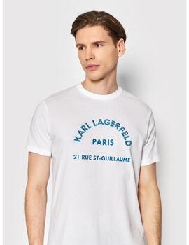 Camiseta blanca logo bordado azul