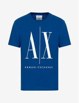 Camiseta Armani Exchange azul con logo para hombre