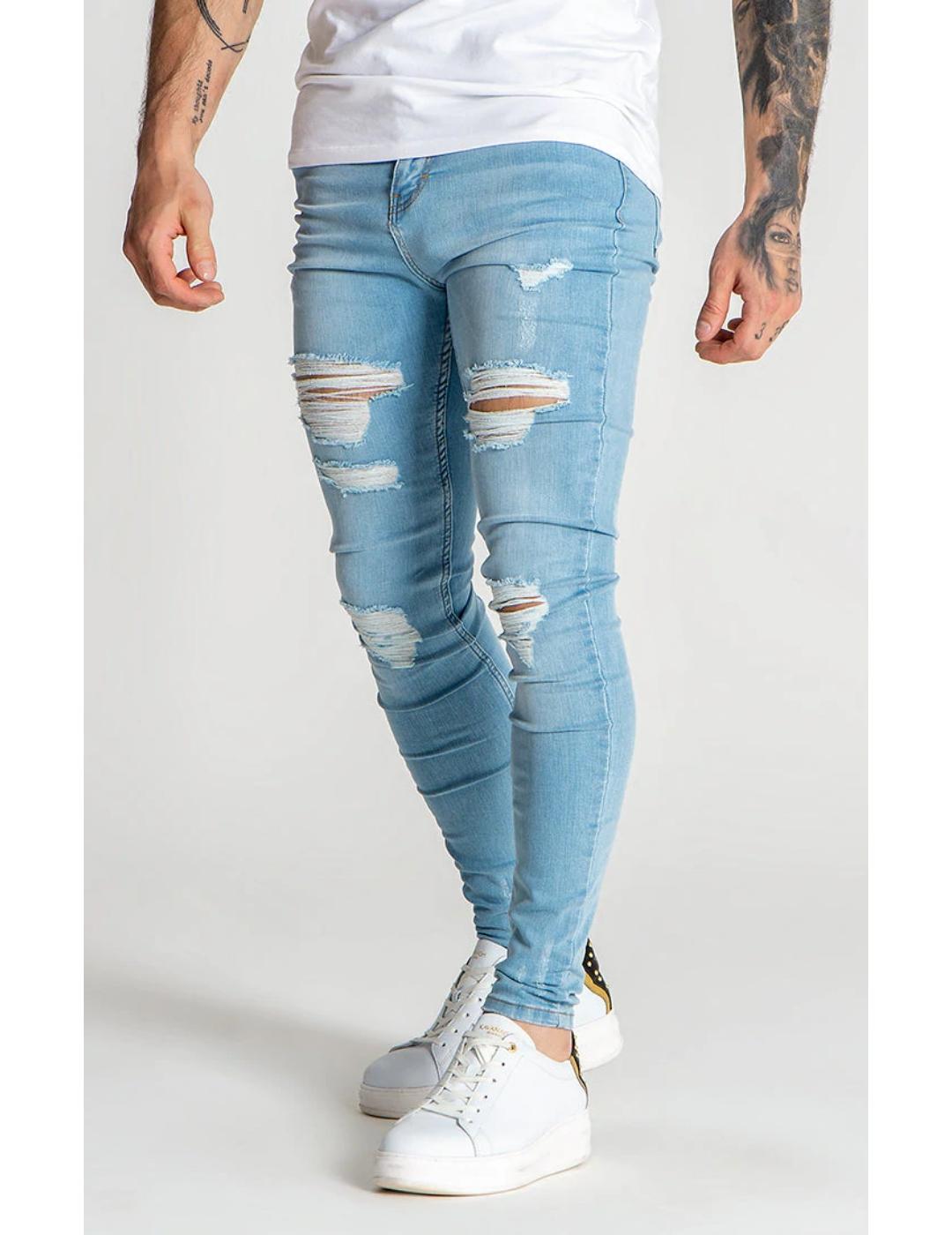 Jeans Gianni azul claro roto para hombre