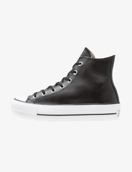 Zapatillas Converse bota plataforma piel negras para mujer