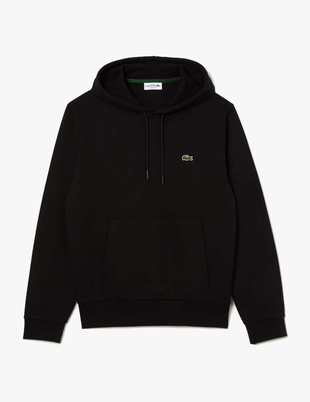 Sudadera Lacoste negra capucha para hombre