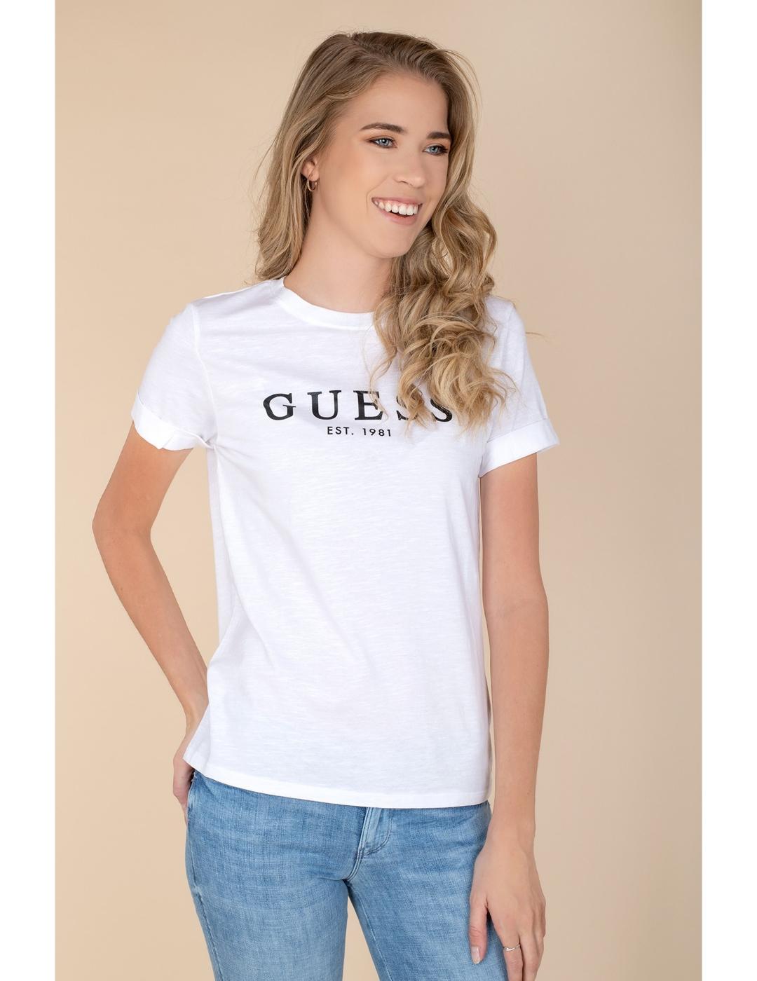 Camiseta Guess 1981 blanca mujer