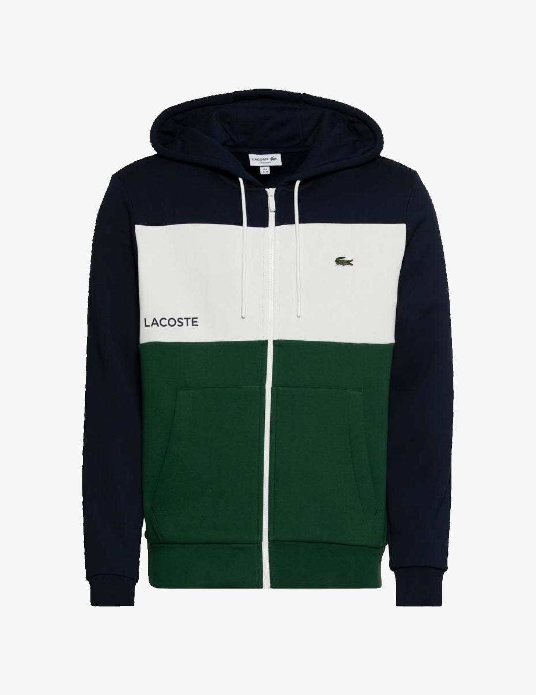 Sudadera Lacoste tricolor cremallera para hombre