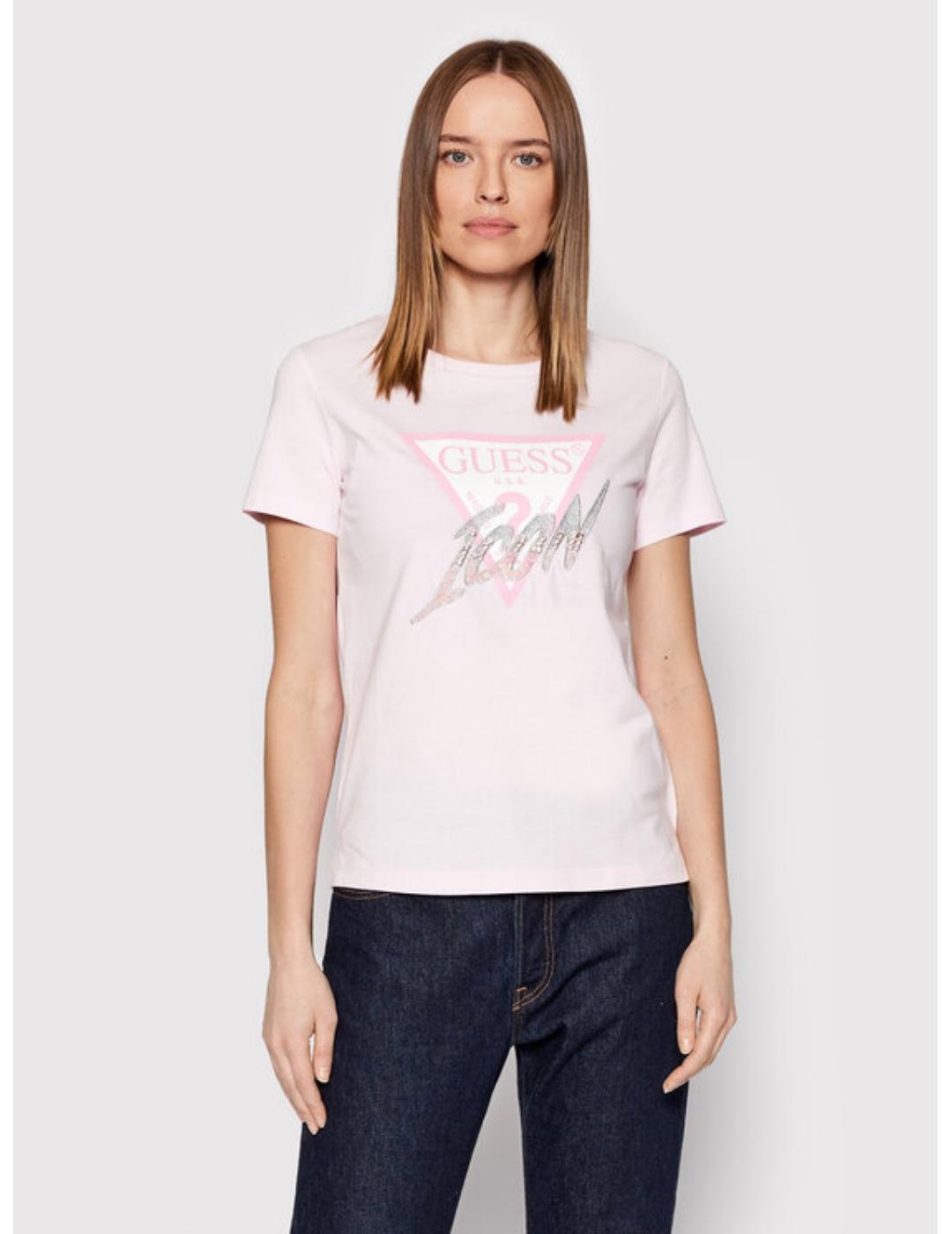 Camiseta Guess Icon rosa para mujer